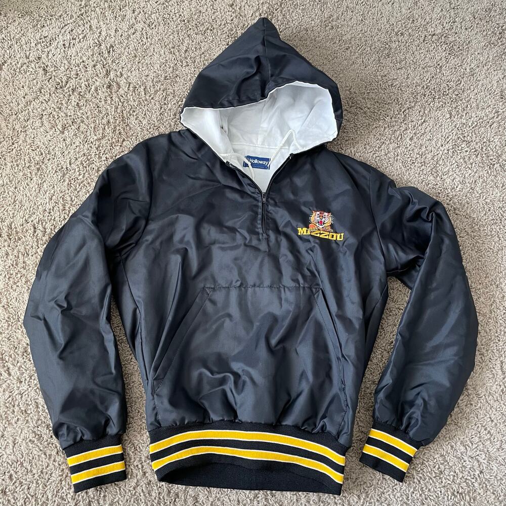 Vintage 1994 Mizzou Pullover Windbreaker Jacket Black Tiger size S